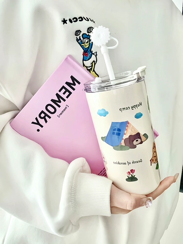 Высококачественный портативный вместительный и большой стакан из нержавеющей стали подходит для мужчин и женщин для школьников со стаканом, простой и элегантный дизайн