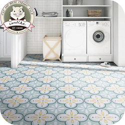 Nordic Style Green Fresh Floral Tiles, Antique-Style Tiles for Kitchen and Bathroom, Balcony Wall Tiles, Non-Slip 300*300