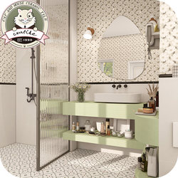 Nordic Style Fresh Floral Pattern Tiles for Bathroom, Kitchen, Balcony, Floor Tiles, Wall Tiles, Non-Slip Matte 300X300