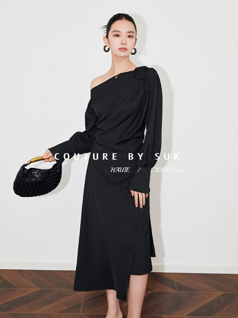 Suk Tajs Rose! Autumn new white long sleeves asymmetric drooping jacket ...