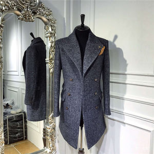 Autumn and Winter Yinglun Wind Men's Word Word Wool Woolen Coat Korean Edition Slim Mid -length Double -Powder Walking Masterpiece