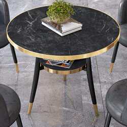Modern simple negotiation table and chairs light luxury balcony casual reception coffee milk tea shop dining table double-layer small round table