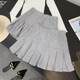 Large size sports gray pleated skirt for women in autumn new style high-waisted slim A-line skirt
