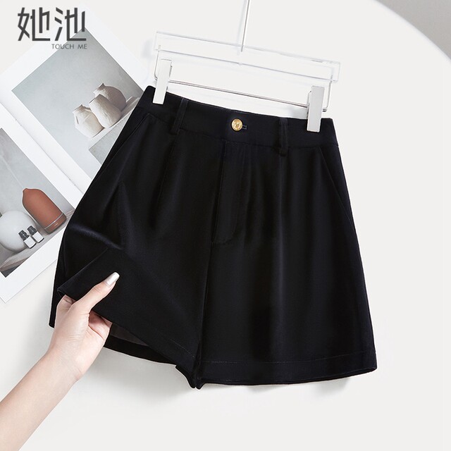 She pool retro shorts 2025 autumn clothes new women's clothing elegant temperament velvet high waist slim and loose wide-leg pants
