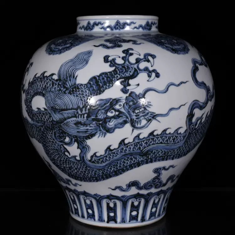 古玩古董官窑瓷器陶瓷大明成化年制青花斗彩瓜果龙纹天字罐盖罐