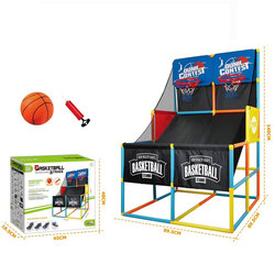 Children's Large Single and Double Basketball Shooting Machine, Indoor and Outdoor Hanging Basketball Hoop, Kindergarten Playground Boxing Set for Ages 5-6