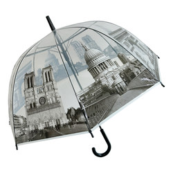 Eiffel Tower Transparent Fully Automatic Umbrella Long Handle Reinforced Wind-Resistant Straight Umbrella Apollo Umbrella Bubble Umbrella