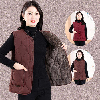 Large size loose plus velvet thickened cotton vest

