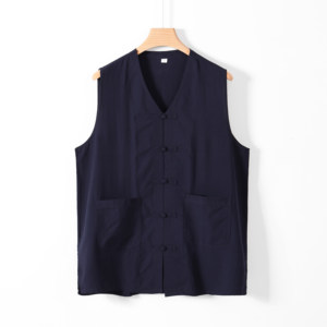 
Summer men's vest cotton silk rayon sleeveless cardigan V-neck buckle waistcoat casual loose cool vest