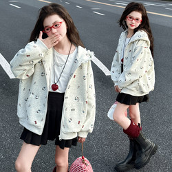 Girls' Hooded Jacket Children's Spring and Autumn 2026 New Stylish Fashionable Cardigan Baseball Jacket Spring Sweatshirt