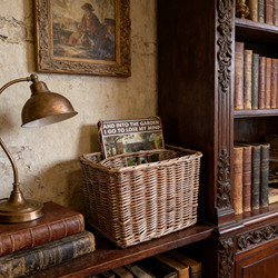 Nordic Style Wicker Book and Newspaper Basket, Retro Style Storage Basket, Scroll Basket