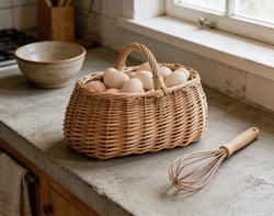 Queen's Basket: Vintage-Style Handmade Wicker Flower Basket, Living Room Decoration, Photo Prop, Pastoral Basket