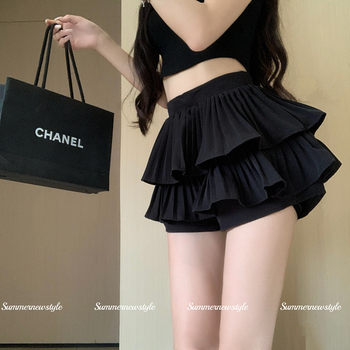 Sweet Cool A -line Puff short skirt High waist and thin skirt

