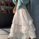 Large size women's summer French flower lace skirt with gentle temperament and sweet princess fluffy cake long skirt