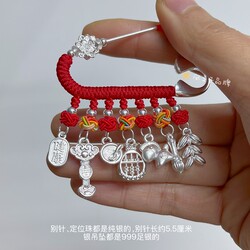 999 Pure Silver Snake and Horse Baby Pregnancy Pin for Pregnant Women, 925 Sterling Silver Baby Safety Pin to Prevent Shock