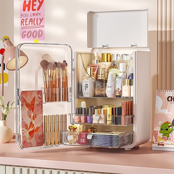 Internet Celebrity Cosmetics Storage Box, Skin Care Product Storage Box, Dust-Proof Dressing Table Desktop Storage Rack, Large-Capacity Makeup Box