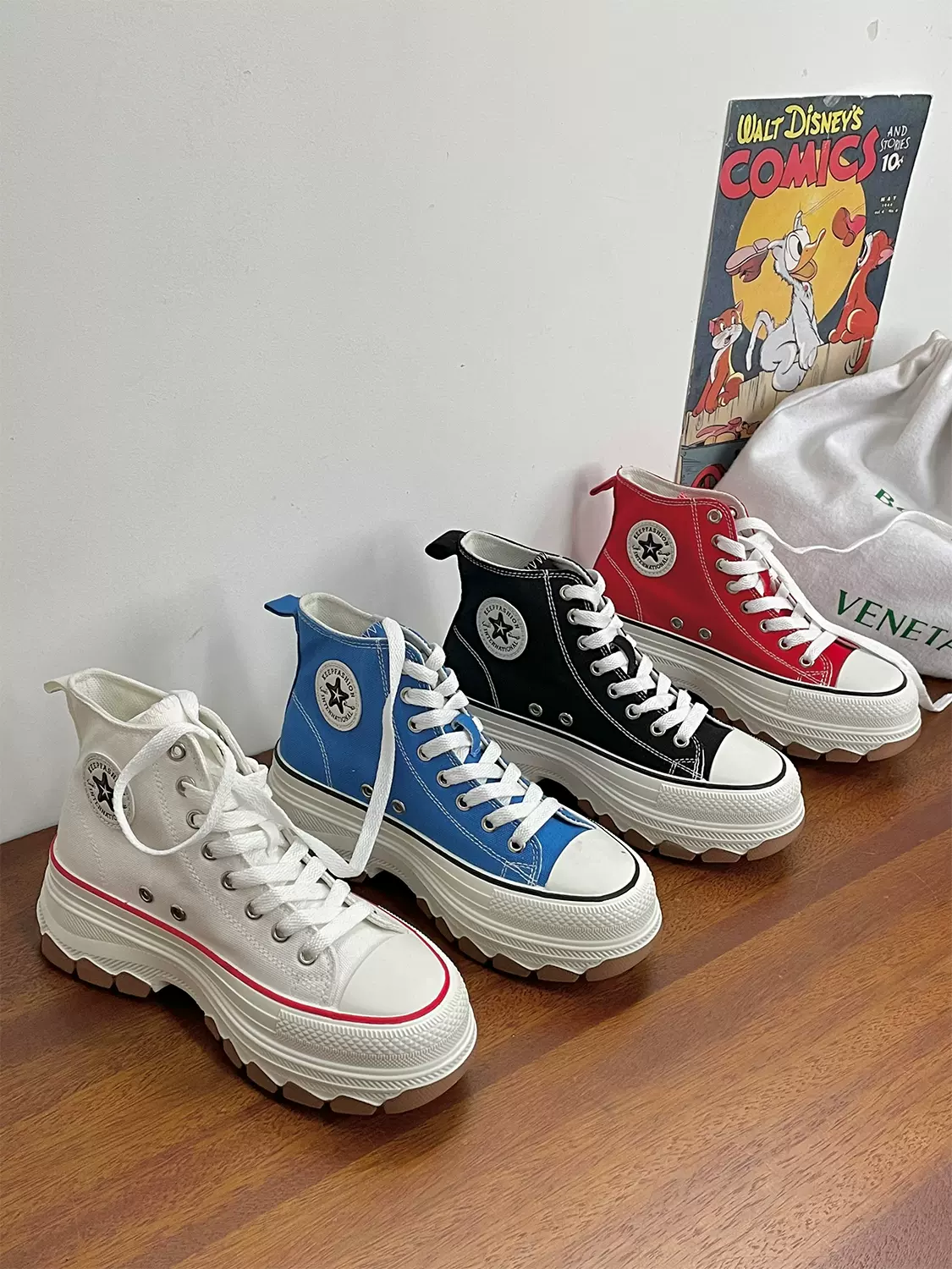 mistery 定制联名厚底帆布鞋学生韩版松糕小白鞋增高女鞋休闲潮鞋