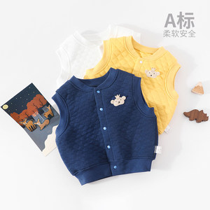 
Baby vest autumn and winter pure cotton warm men and women baby vest children windproof standing collar bear king cotton vest