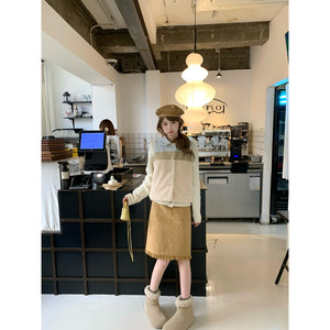 
aaaaxbbb Shinjuku weekend two-color stitching fur vest lapel contrasting color stacking top for women autumn and winter