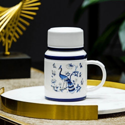Jingdezhen Blue and White Ceramic Insulated Mug 500ml Large Capacity with Lid Multi-Purpose Office Cup