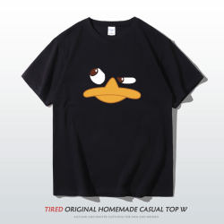European and American Street Style Hong Kong-Inspired Funny Trendy Brand Spoof Duck Pure Cotton T-Shirt for Men, Trendy Couple's Outfit, Plus Size, National Trend Short-Sleeve