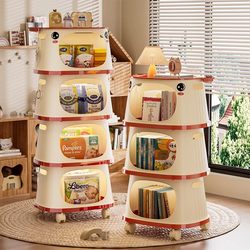 Children's Toy Storage Cabinet Storage Rack Multi-Layer Movable Trolley Living Room Wheeled Baby Products Storage Rack