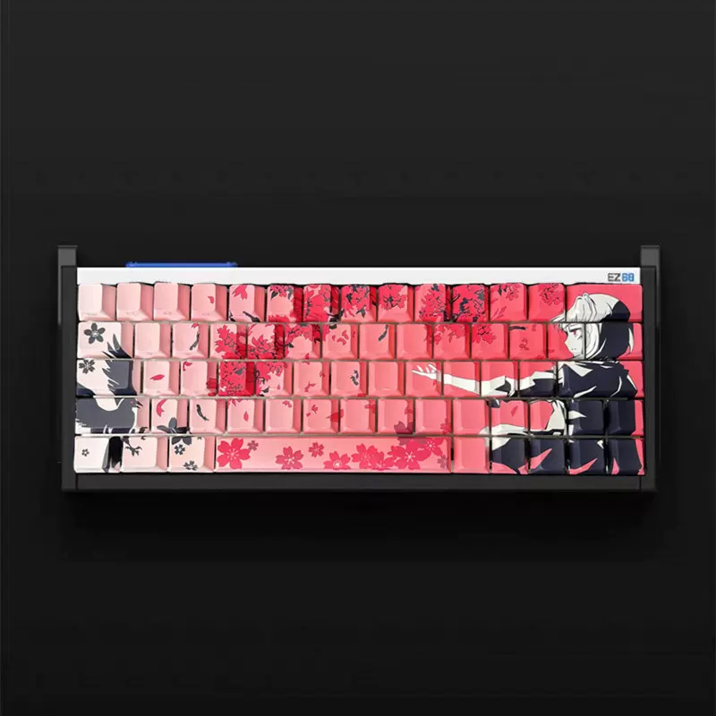 Raven Sakura鍵帽pbt熱升華支持wooting醉鹿g65made68atk68rs75