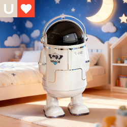 Younei Creative Astronaut Living Room Trash Can Children's Room Cartoon Portable Household Cute Flip-Top Large Capacity Waste Bin
