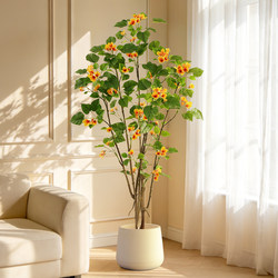 Artificial Sycamore Flower Tree Potted Plant Large Green Plant Indoor Floor Decoration Living Room Light Luxury Minimalist Style Artificial Flower Ornament