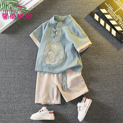 Boys' Hanfu Summer Thin Style Chinese Style Children's Traditional Costume Performance Outfit Tang Suit Baby Birthday Party Cotton Linen Set