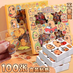 Cute Capybara Hand Account Stickers 100 Kapibala Stickers Children's Girls Cute Decorative Painting Guka Stickers Toys