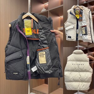 
New down jacket, stand collar, thickened vest for men, warm and casual, versatile white duck down jacket, handsome shoulders