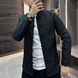 
New Chinese-style Tang coat men's slim button jacket casual Zhongshan top Chinese style retro top