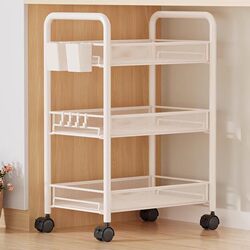 Small Cart Storage Rack under the Table, Multi-Layer Snack Organizer, Movable Desk, Office, Living Room, High Aesthetic Value