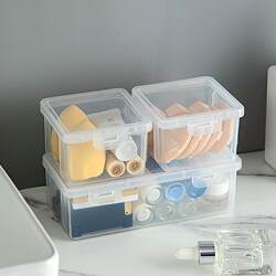 Makeup Brush Storage Box, Large Capacity, Dressing Table, Dormitory, Beauty Sponge, Eyeshadow Brush, Rectangular, Transparent, Dust-Proof, Flip-Top Type