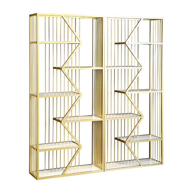 Nordic iron art storage rack bookshelf light luxury floor-standing ...