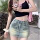 Large size American retro sexy hip high waist denim skirt for women summer anti-exposure small A-line miniskirt