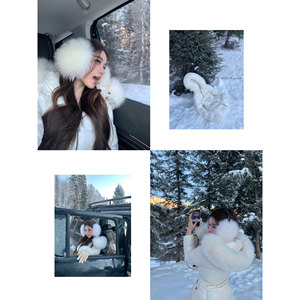 
Momoshero [Norwegian Peninsula] Fox Fur 'Cold Winter White Moonlight' Down Jacket/Small Leg Pants