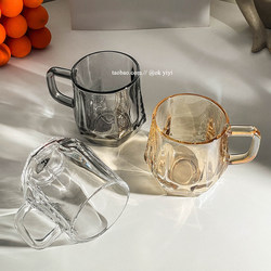 Glass Cup with Handle ins Style for Home Use in the Living Room, High-End Drinking Cup for Milk, Coffee, Drinks, and Juice