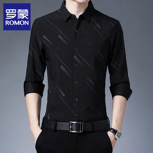 
Romon long-sleeved shirt for middle-aged spring and autumn new business casual striped inner shirt for men without ironing daddy wear