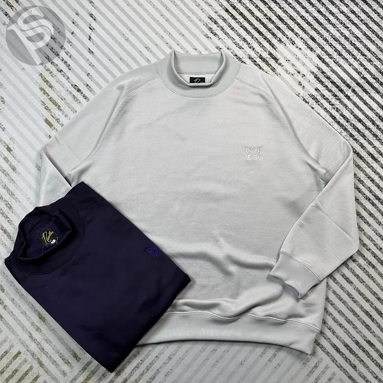 现货NEEDLES 23SS L/S MOCK NECK TEE小高领厚实刺绣长袖T恤-Taobao