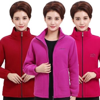 
Spring, Autumn and Winter Women's Jacket Fleece Ultralight Warm Middle-aged and Elderly Women's Zipper Turtleneck Cardigan Mom's Clothes