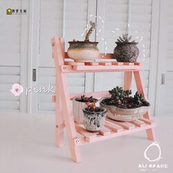 Living Room Wooden Two-Tier Small Vintage-Style Floor-Standing Balcony Multifunctional Simple Single Indoor Succulent Plant Stand Storage