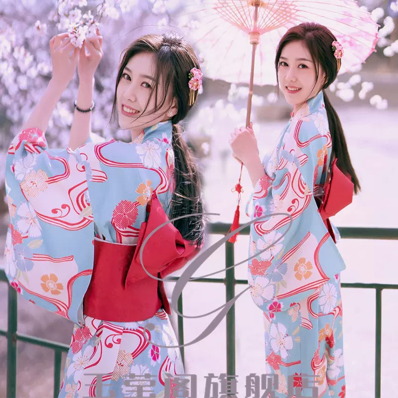 和服女性正装伝統ピンク文芸かわいい復古日本系改良写真神明少女衣装4-