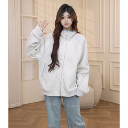 [Customized by an Tongsen] American-Style Color-Blocking Sports Jacket Couple's Loose-Fitting Zip-Up Sweatshirt 9003