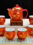 Bộ trà Kung Fu chống bỏng hai lớp bằng sứ có bộ lọc ấm trà retro Trung Quốc tách trà màu xanh và trắng sứ gia dụng cốc uống trà Trà sứ