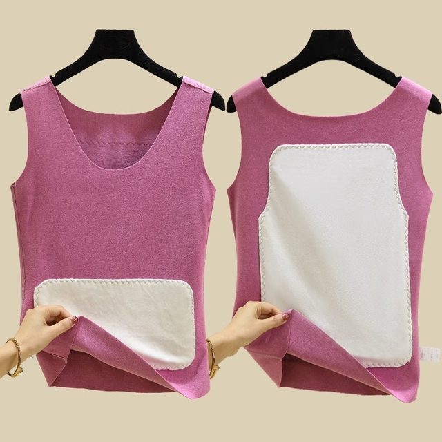 German velvetless vest female in autumn and winter, thick heating camisole, double -sided and hot cotton cotton, wearing bottom shirt