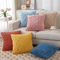 ins Style Solid Color Plush Internet Celebrity Pillow Cover 50X50 Living Room Sofa Square Plush Pillow with Insert