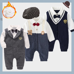Gentleman Baby Romper, Boy Baby Autumn and Winter One-Year-Old Formal Wear, 100-Day Banquet Full-Month Boy Suit, Little Gentleman Suit