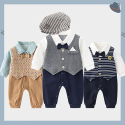 Baby Clothes Autumn Outfit Two-Piece Gentleman Suit Autumn and Winter Baby Boy Romper One-Year-Old Full Month Photo Shoot Hundred-Day Banquet